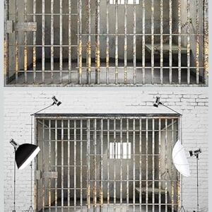 Rustic Metal Jail Cell Backdrop 9 Ft X 6 Ft